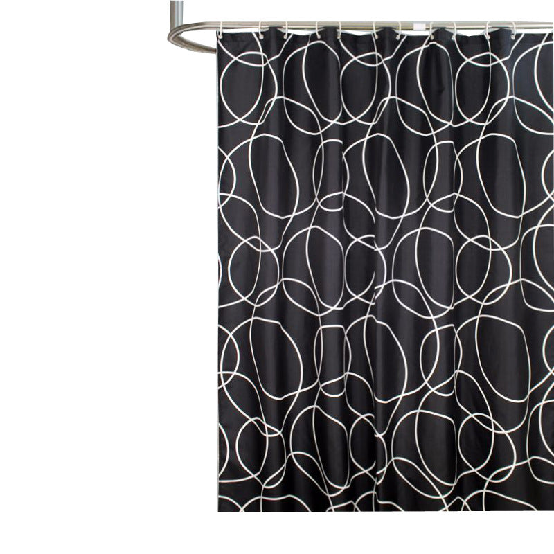 Waterproof Bathroom Black Circle Shower Curtain-STYLEGOING