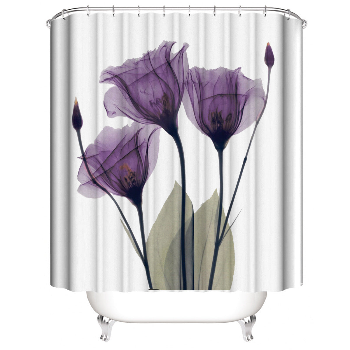 Purple Flower Fabric Shower Curtains-STYLEGOING