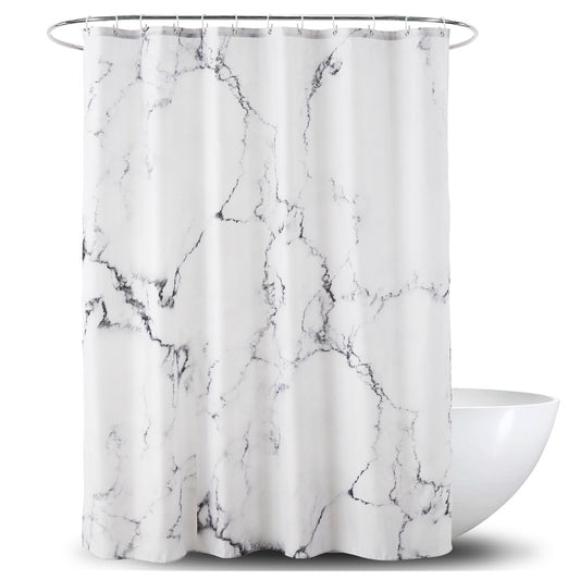 White Marble Shower Curtains-STYLEGOING