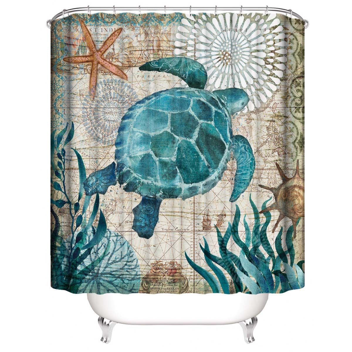 Turtle Fabric Shower Curtains-STYLEGOING