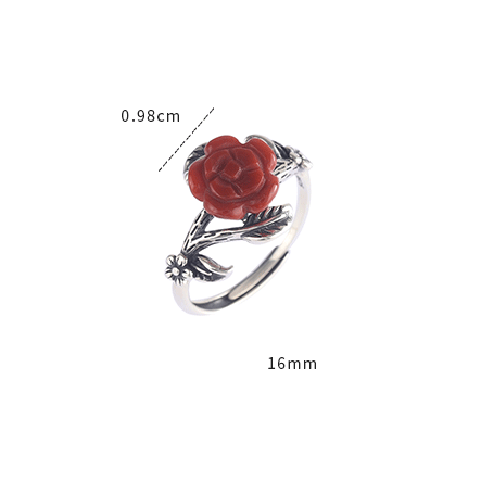 Vintage Rose&grass Design Silver Rings for Women