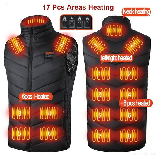 Fashion Men Women Coat Intelligent USB Electric Heating Thermal Warm Winter Heated Vest