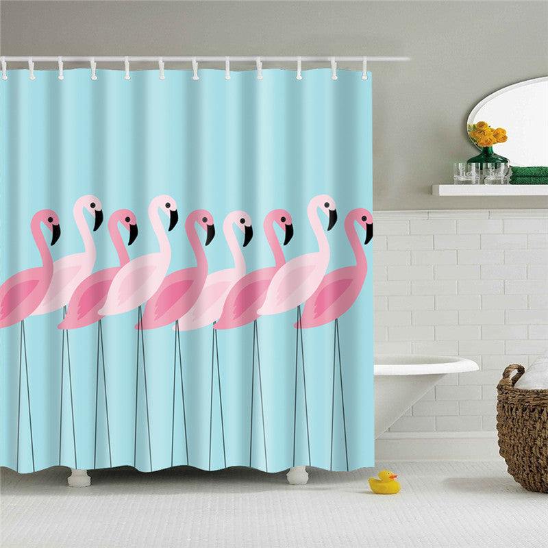 Flamingos Print Fabric Shower Curtain-STYLEGOING