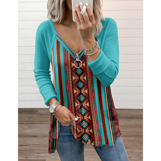 Casual Ethnic Long Sleeves T Shirts for Women