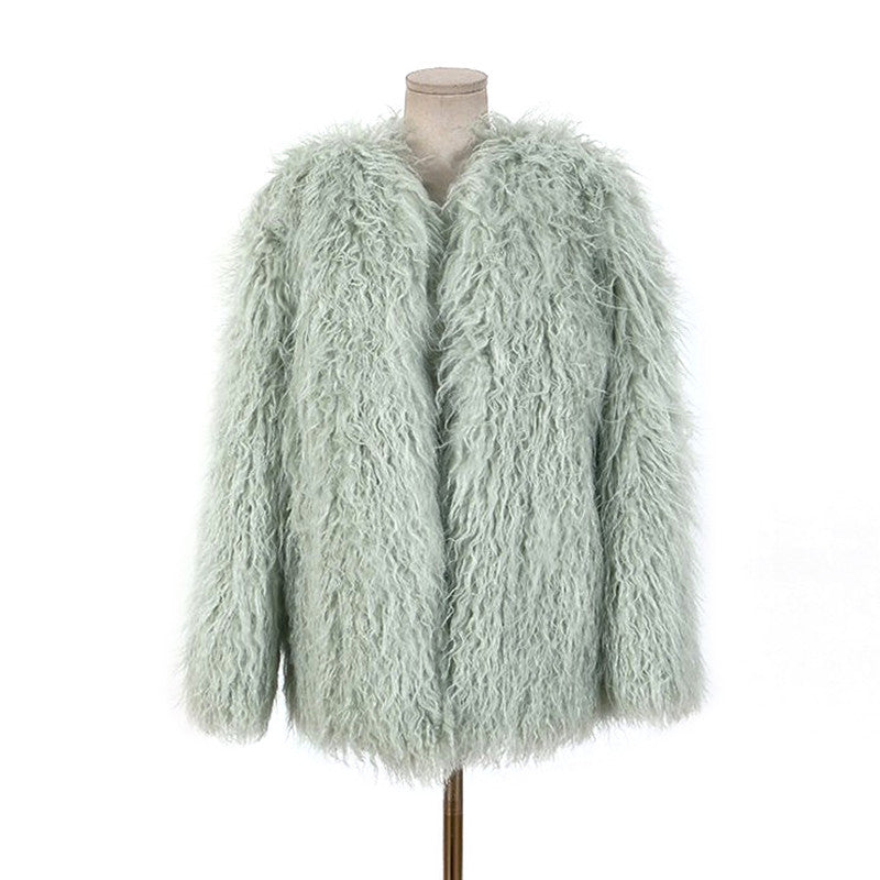 Winter Warm Artificial Fur Casual Overcoat for Women