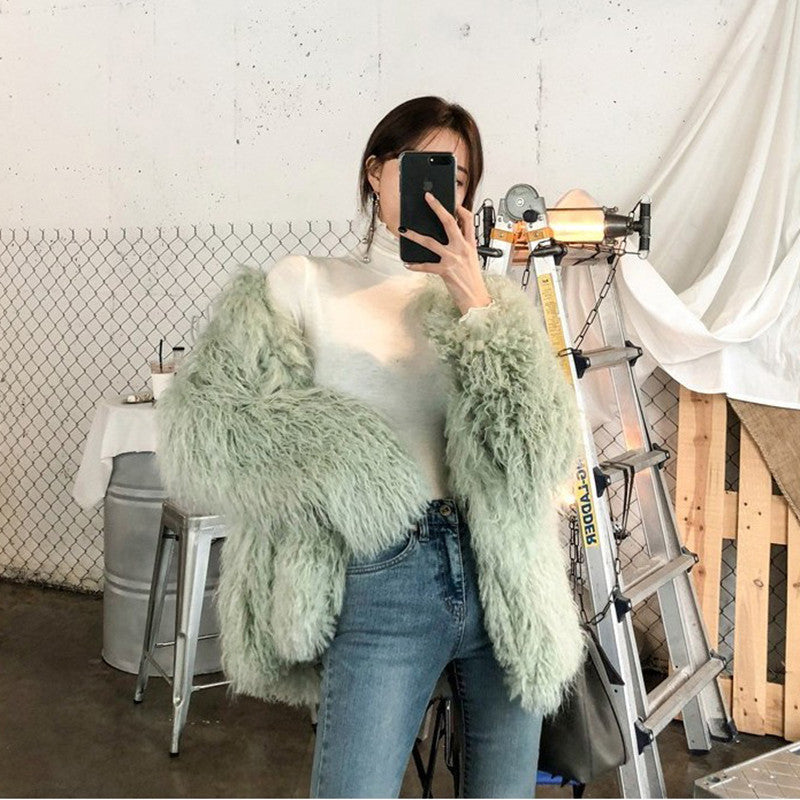 Winter Warm Artificial Fur Casual Overcoat for Women