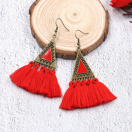 Ethnic Fashion Tassels Drop Earrings for Women