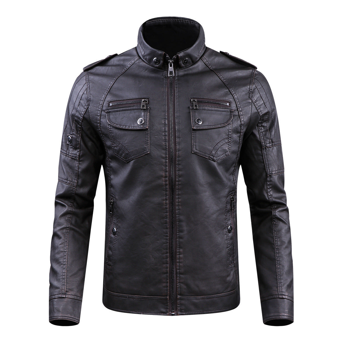 Men's Warm PU Leather Jacket Overcoat