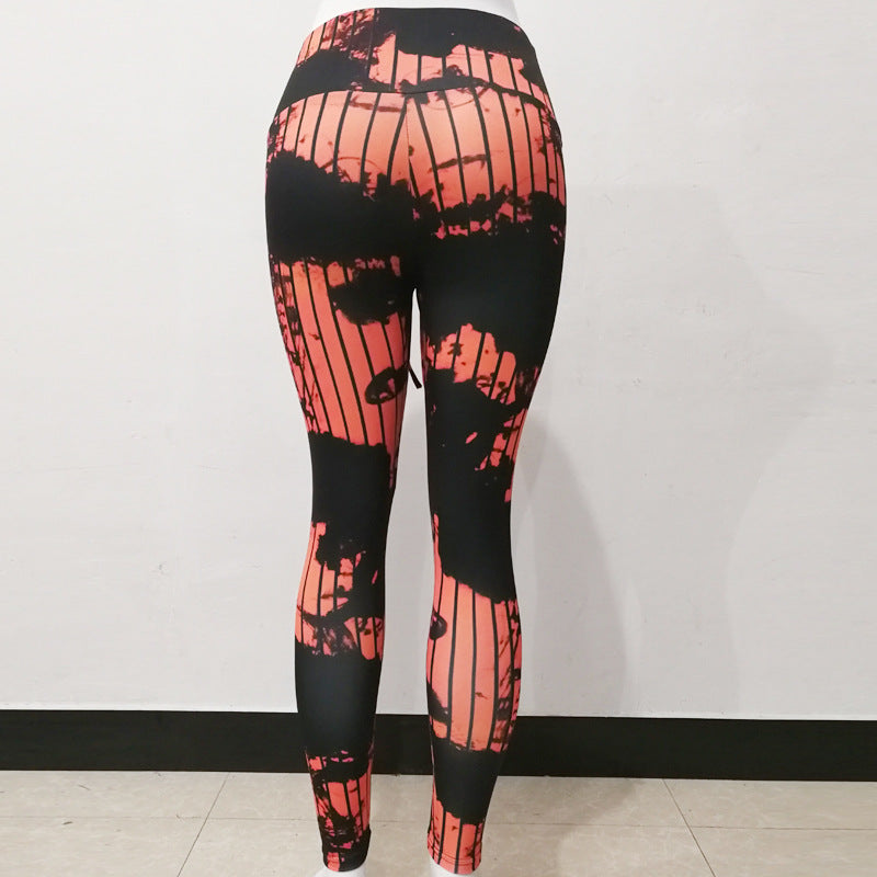 Sexy Abstract Striped High Waist Yoga Leggings