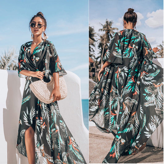 Summer Women Chiffon Long Beach Dresses Cover Ups