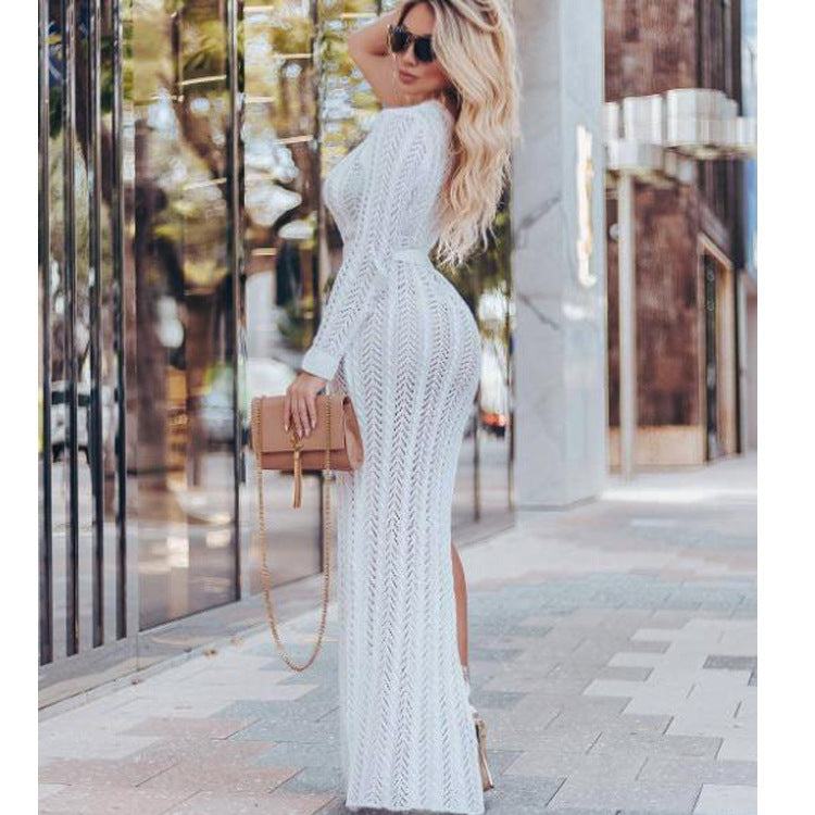 Sexy One Shoulder Knitted Summer Beach Cover Ups Dresses