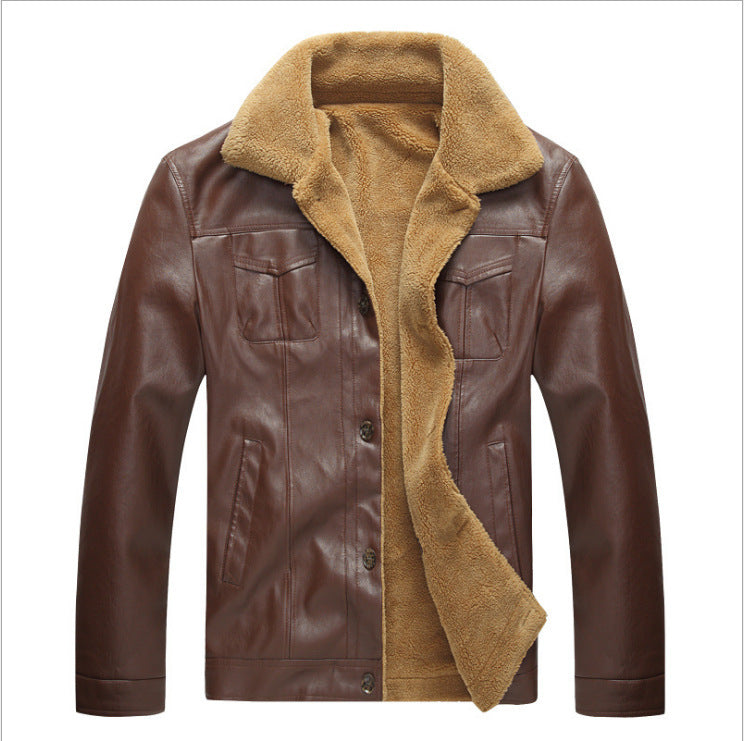 Men's Turnover Collar Faux Fur Warm's Jacket Coat