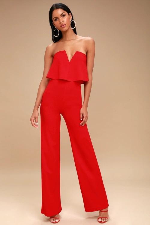 Women Strapless Sexy Long Jumpsuits-STYLEGOING