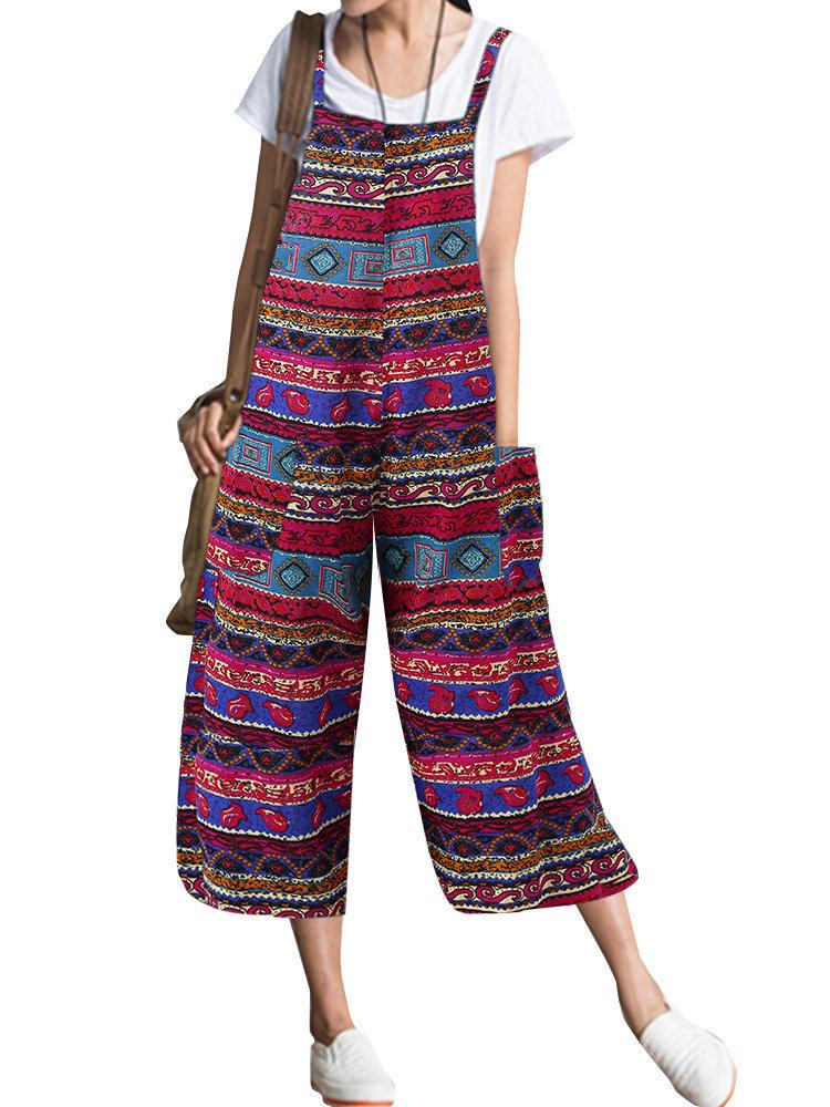 Leisure Summer Linen Plus Sizes Jumpsuits-STYLEGOING