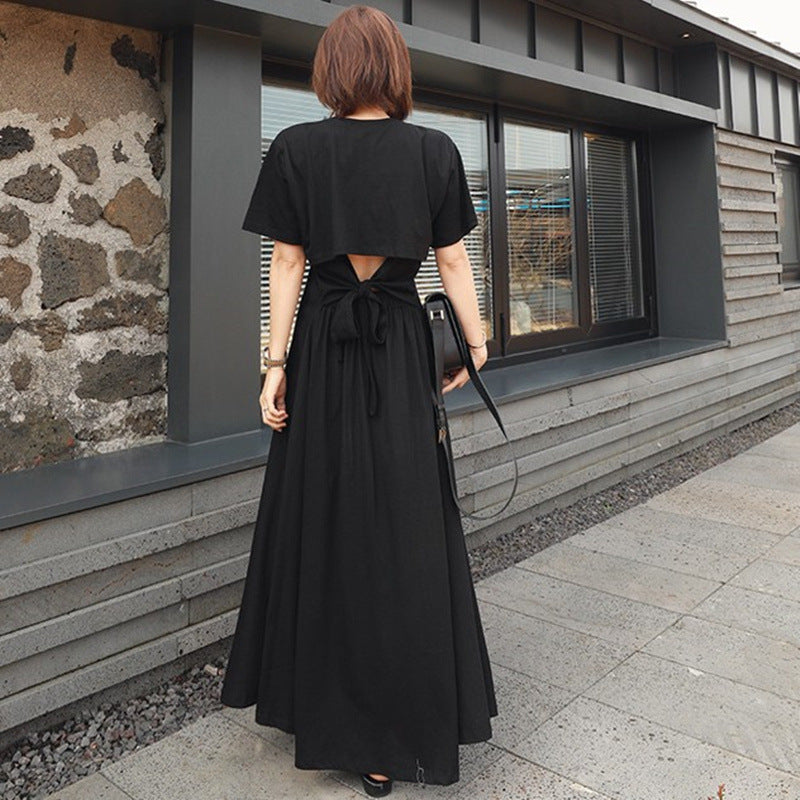 Black Summer Backless Fashion Long Dresses