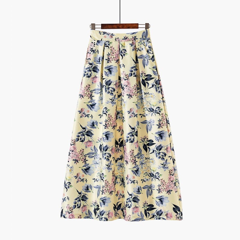 Vintage Floral Print Long Skirts for Women