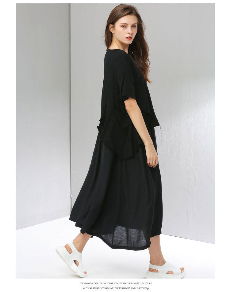 Summer Women Plus Sizes Black Long Cozy Dresses