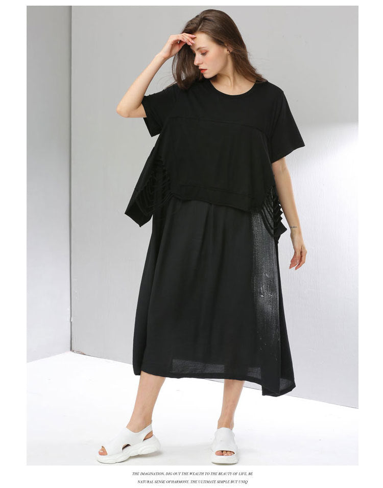 Summer Women Plus Sizes Black Long Cozy Dresses