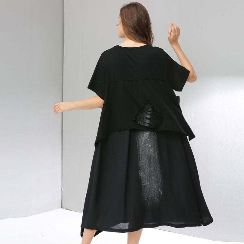 Summer Women Plus Sizes Black Long Cozy Dresses