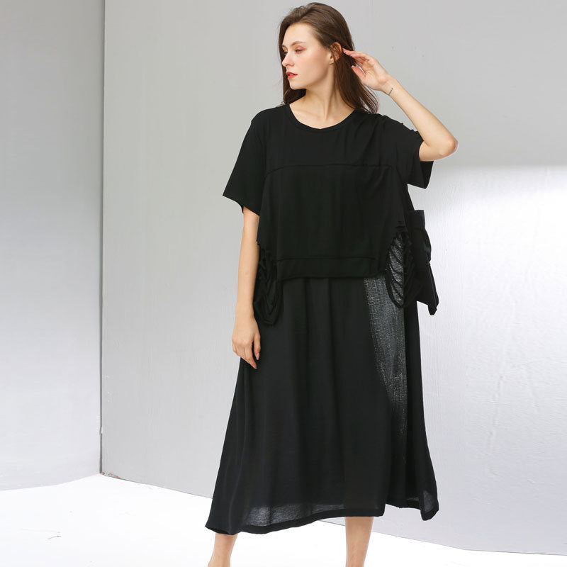 Summer Women Plus Sizes Black Long Cozy Dresses