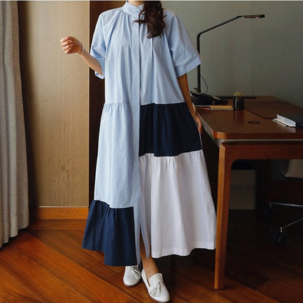 Casual Summer Contrast Color  A Line Long Maxi Dresses