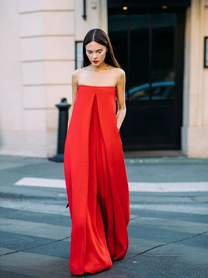 Red Off The Shoulder Women Loose Jumpsuits-STYLEGOING