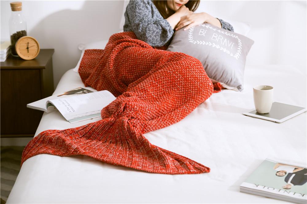 Knitting Mermaid Blanket-Red-80X180CM Adult-Free Shipping at meselling99