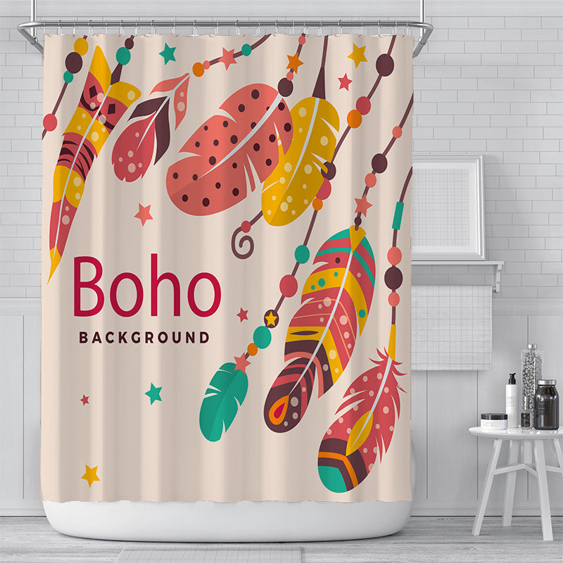 Feather Boho Shower Curtain For Bathroom-STYLEGOING