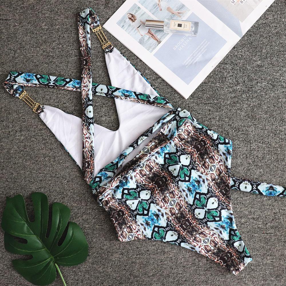 Sanke Print Backless Sexy Summer Beach Swimwear-STYLEGOING