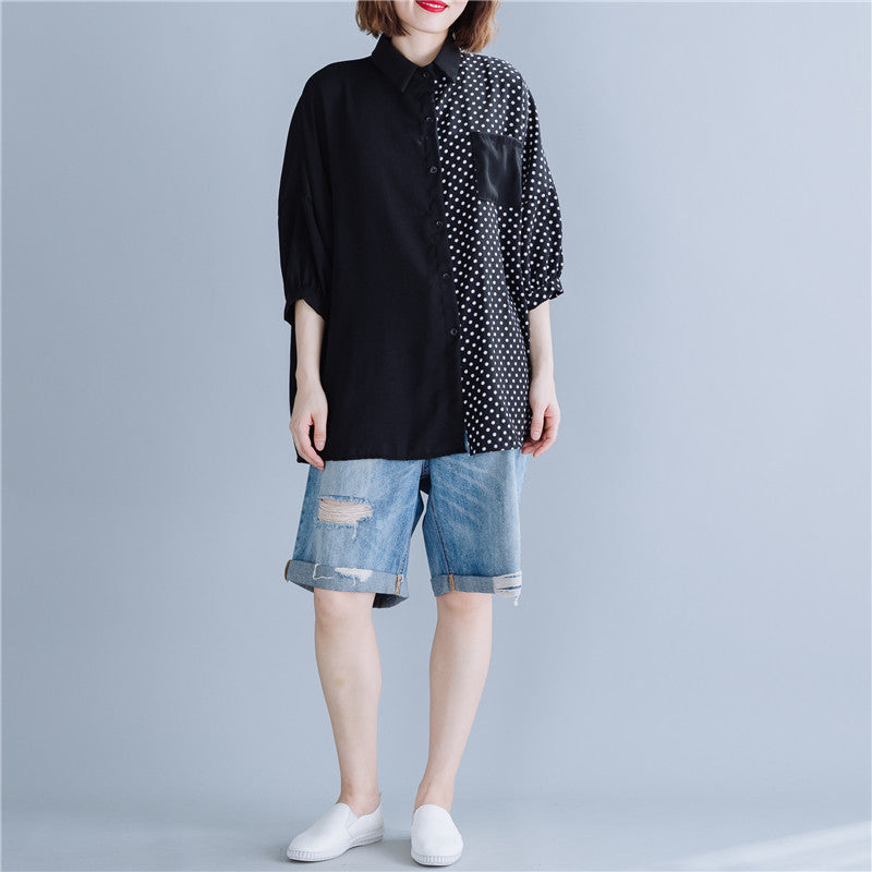 Summer Dot Print Chiffon Long Sleeves Shirts