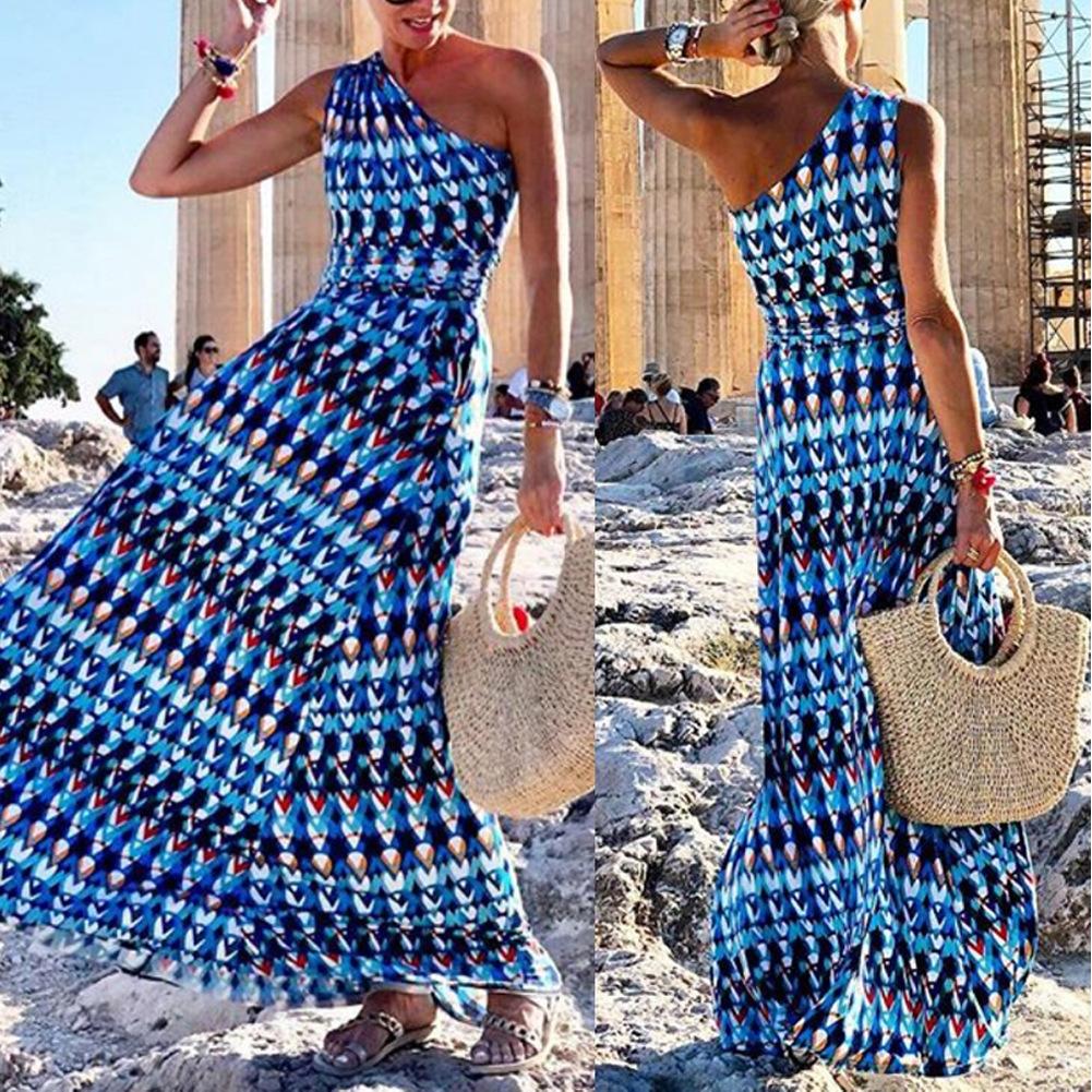 Summer One Shoudler Long Beach Dresses-STYLEGOING