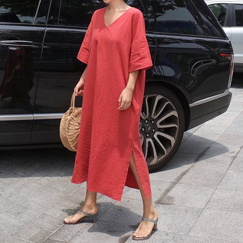 Simple Design Linen Women Cozy Dresses