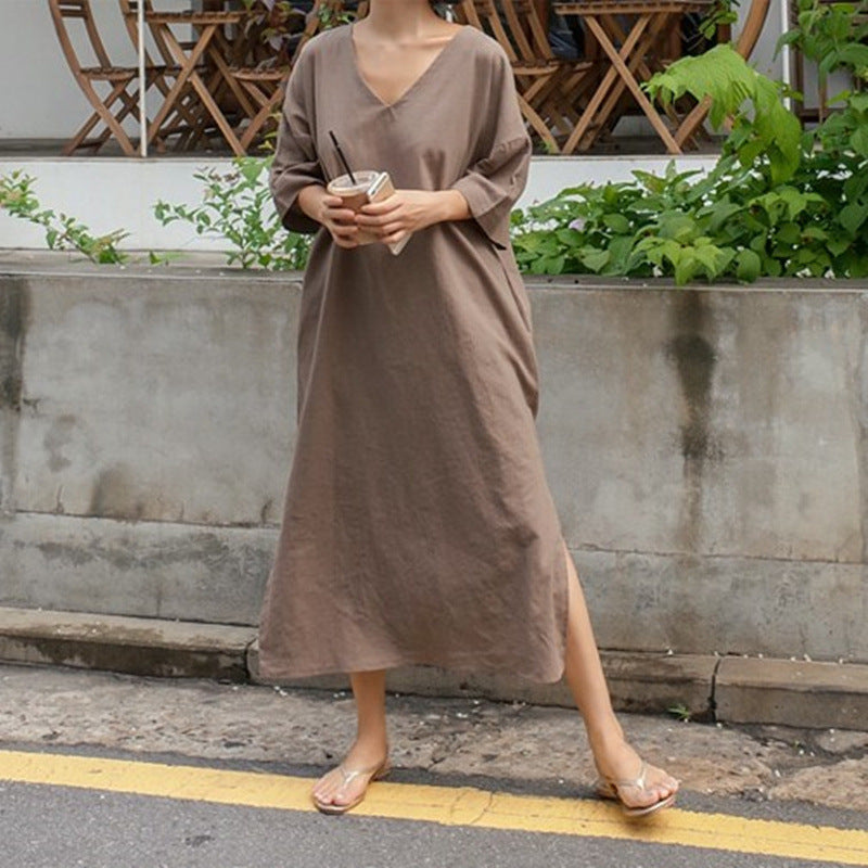 Simple Design Linen Women Cozy Dresses