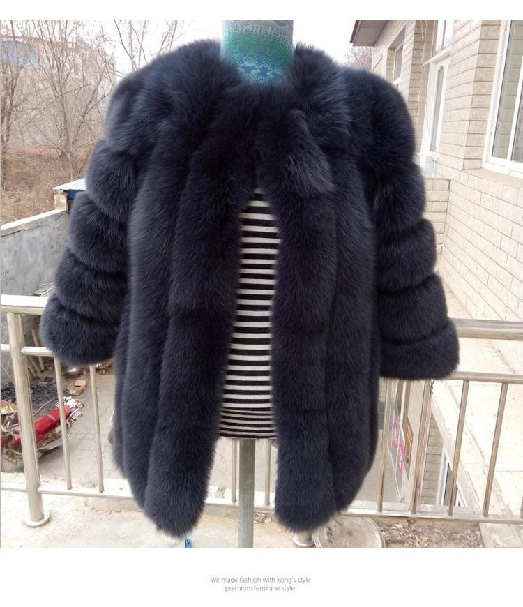 Artificial Fox Fur Women Winter Overcoat