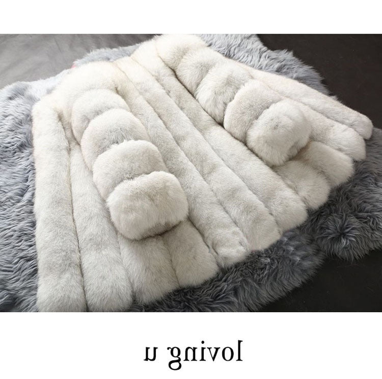 Artificial Fox Fur Women Winter Overcoat