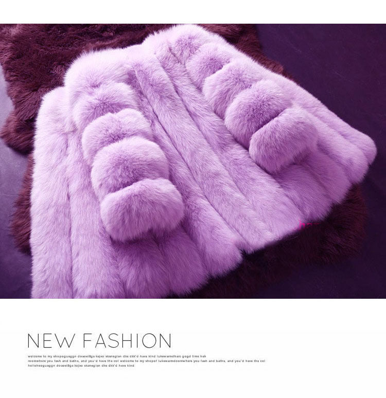 Artificial Fox Fur Women Winter Overcoat