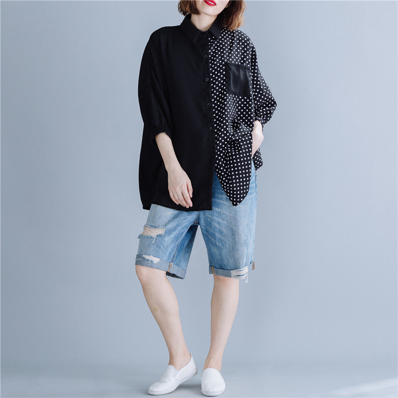 Summer Dot Print Chiffon Long Sleeves Shirts