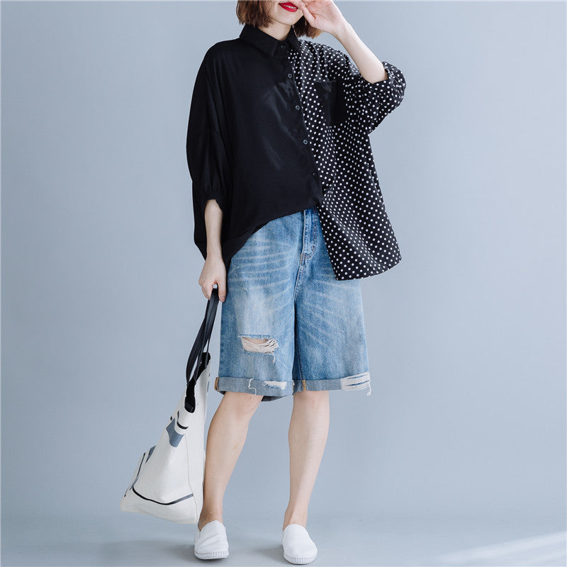 Summer Dot Print Chiffon Long Sleeves Shirts