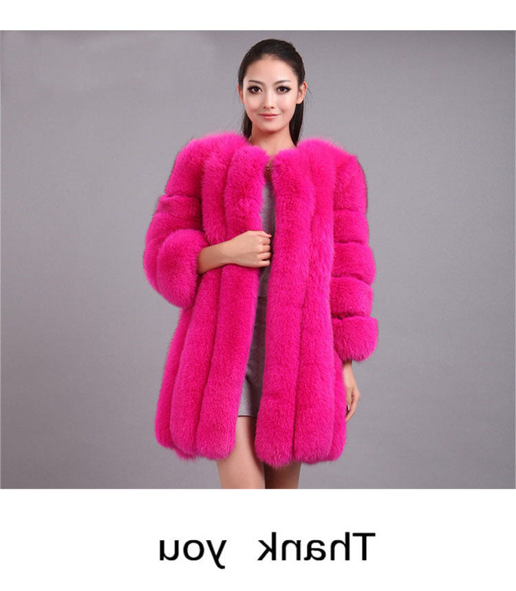 Artificial Fox Fur Women Winter Overcoat