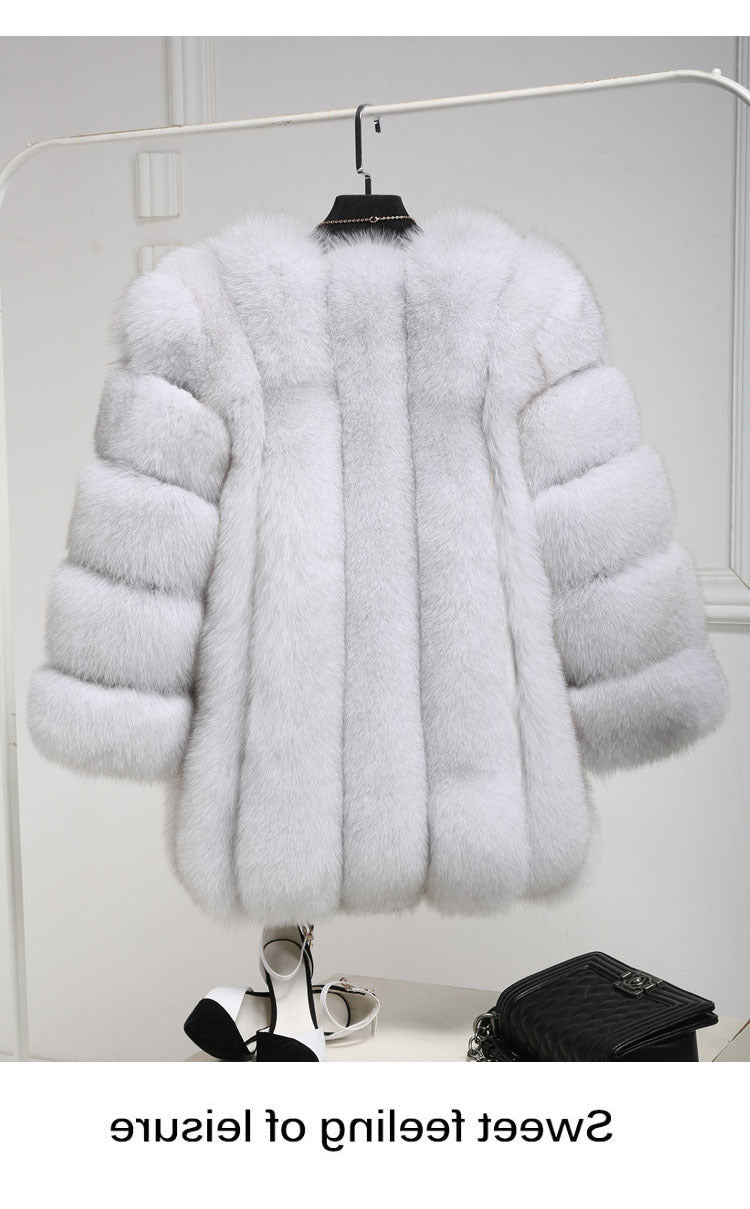 Artificial Fox Fur Women Winter Overcoat