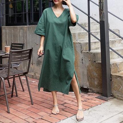 Simple Design Linen Women Cozy Dresses