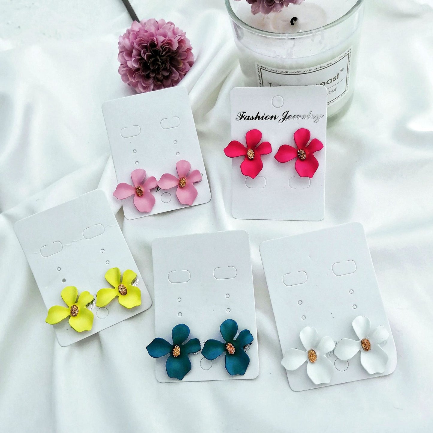 Fashion Flowers Design Candy Colar Women Earrings 2pcs/Set