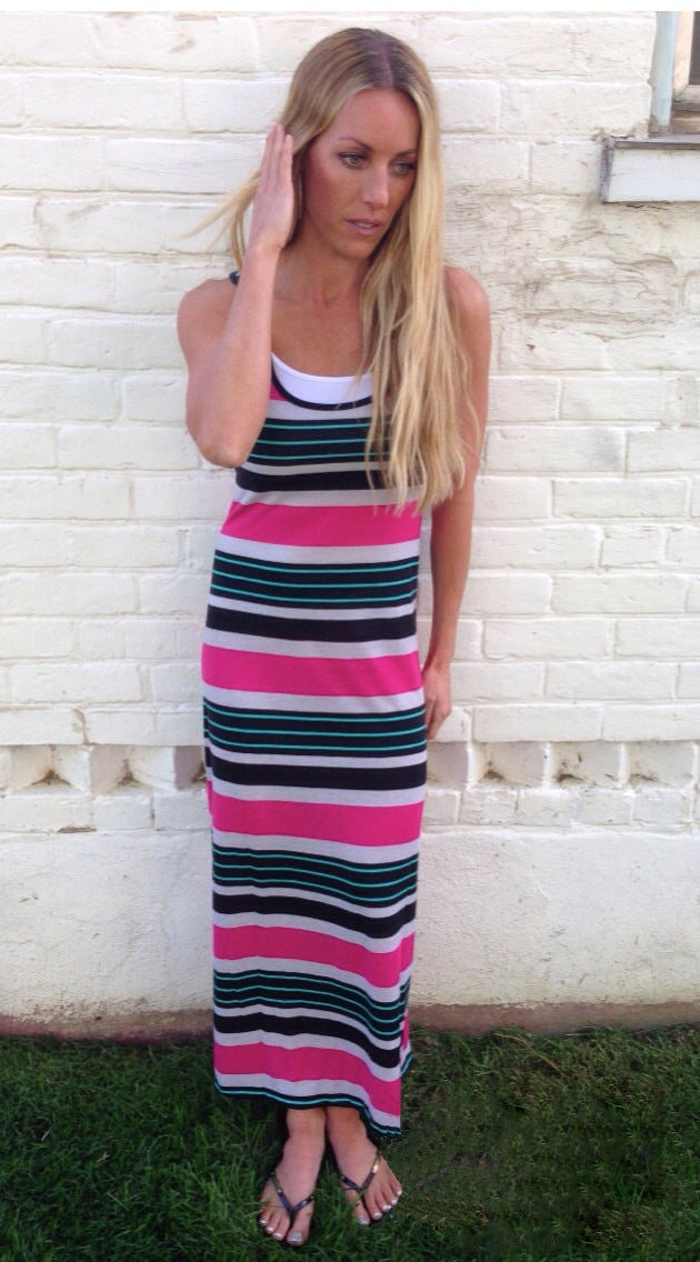 Summer Sleeveless Striped Long Dresses