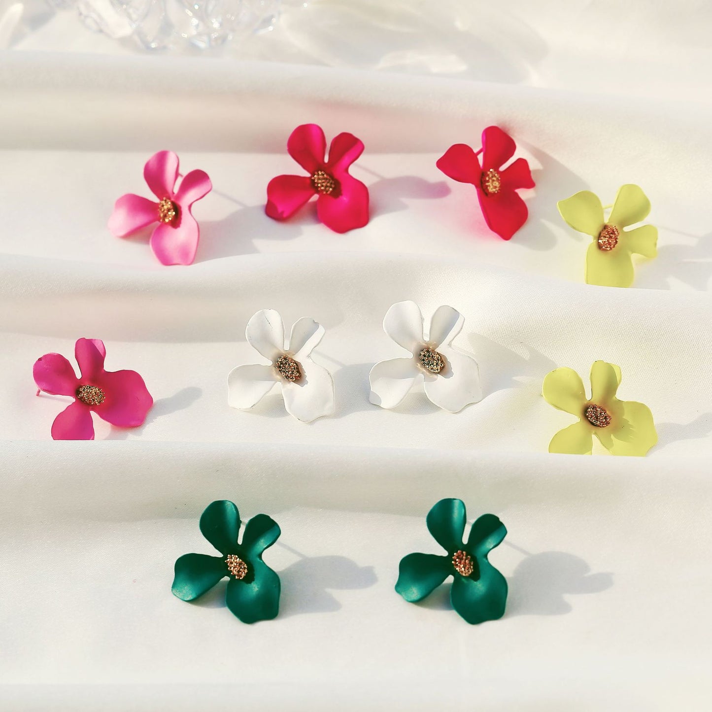 Fashion Flowers Design Candy Colar Women Earrings 2pcs/Set