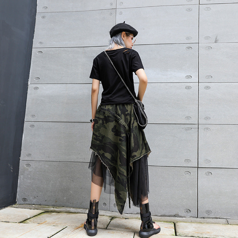 Vintage Camouflage Asymmetrical Summer Skirts for Women