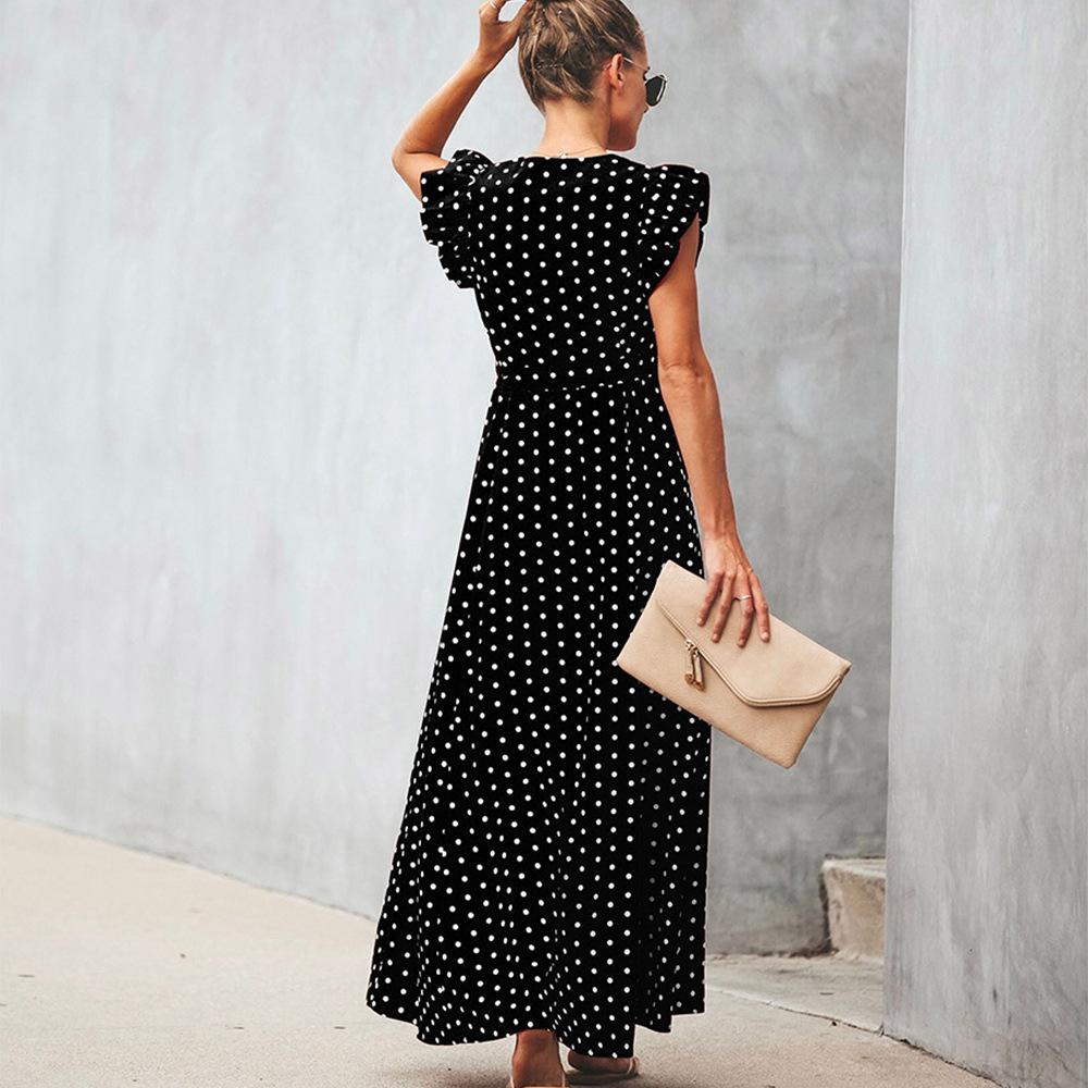 Fashion Summer Dot Print Long Dresses-STYLEGOING