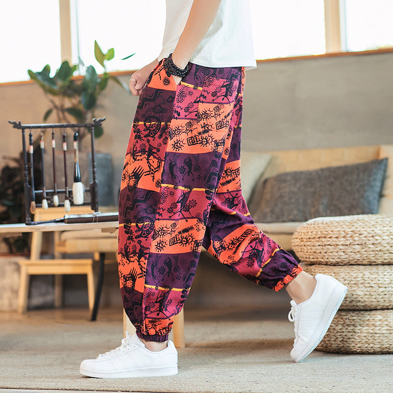 Casual Linen Men's Plus Sizes Harem Pants