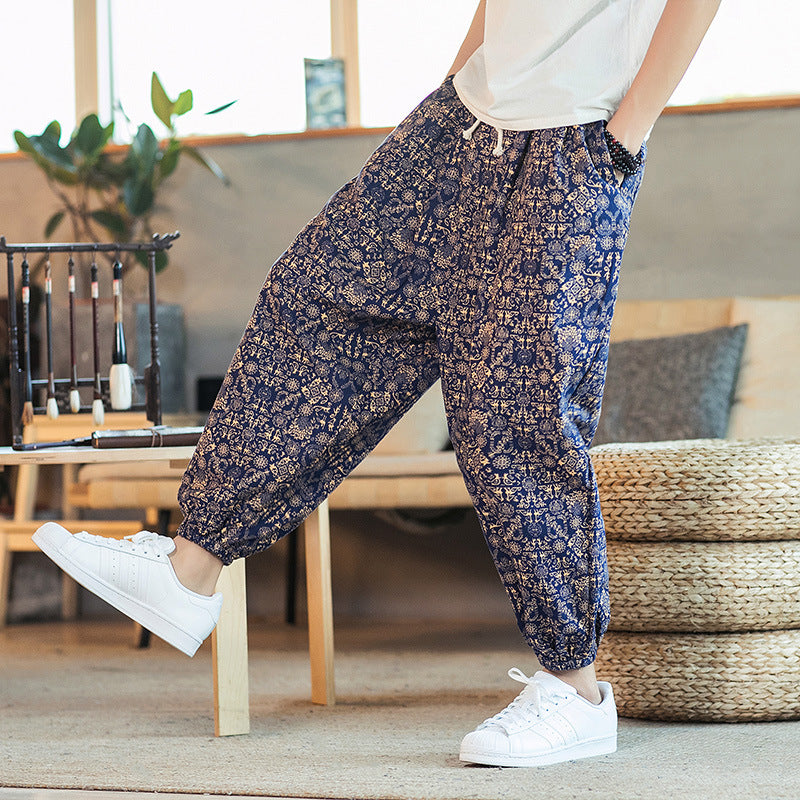 Casual Linen Men's Plus Sizes Harem Pants