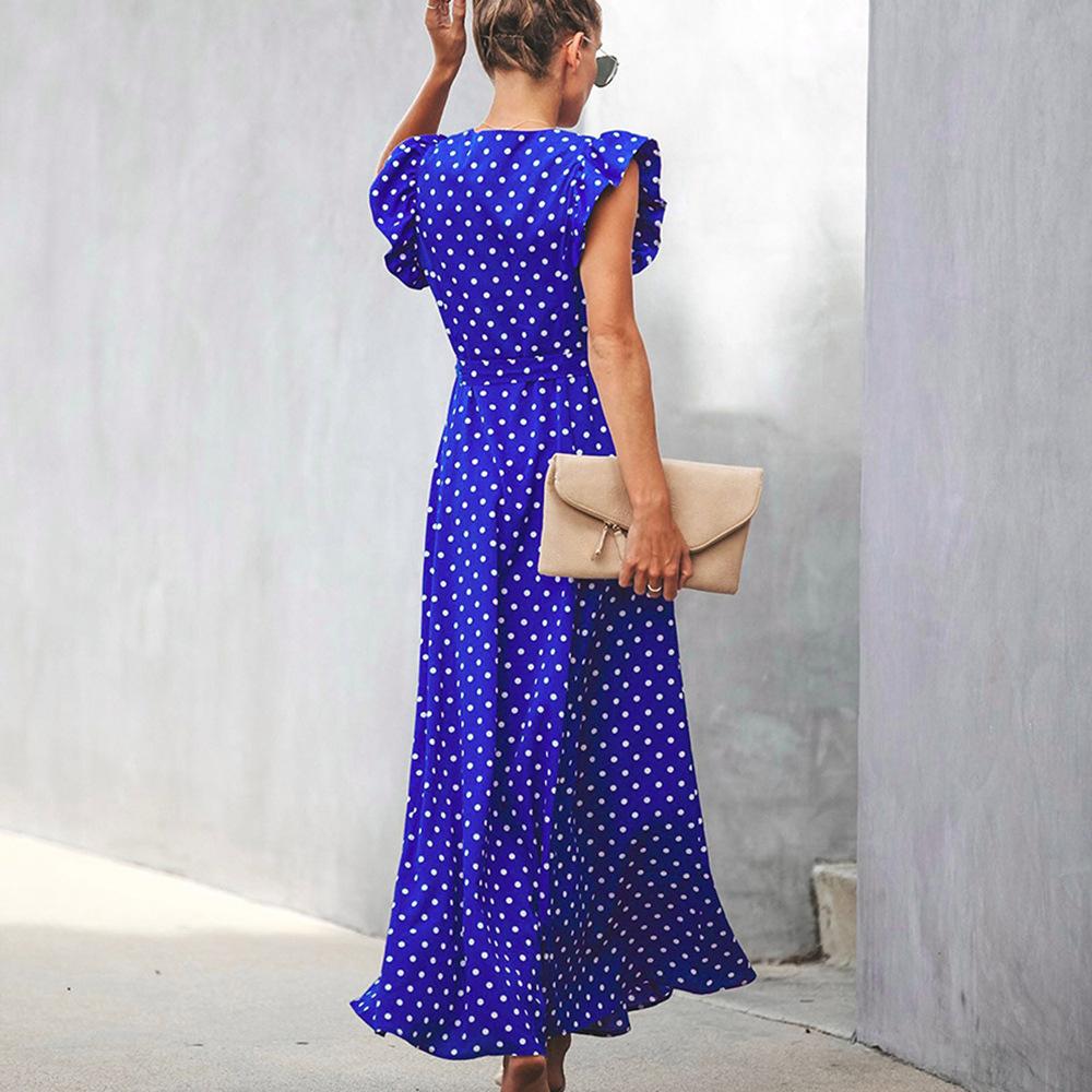 Fashion Summer Dot Print Long Dresses-STYLEGOING