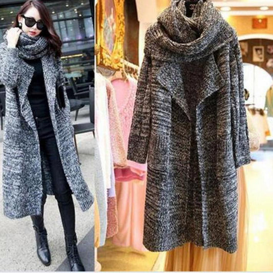 Women Thick Loose Scarf& Long Knitting Cardigans-STYLEGOING